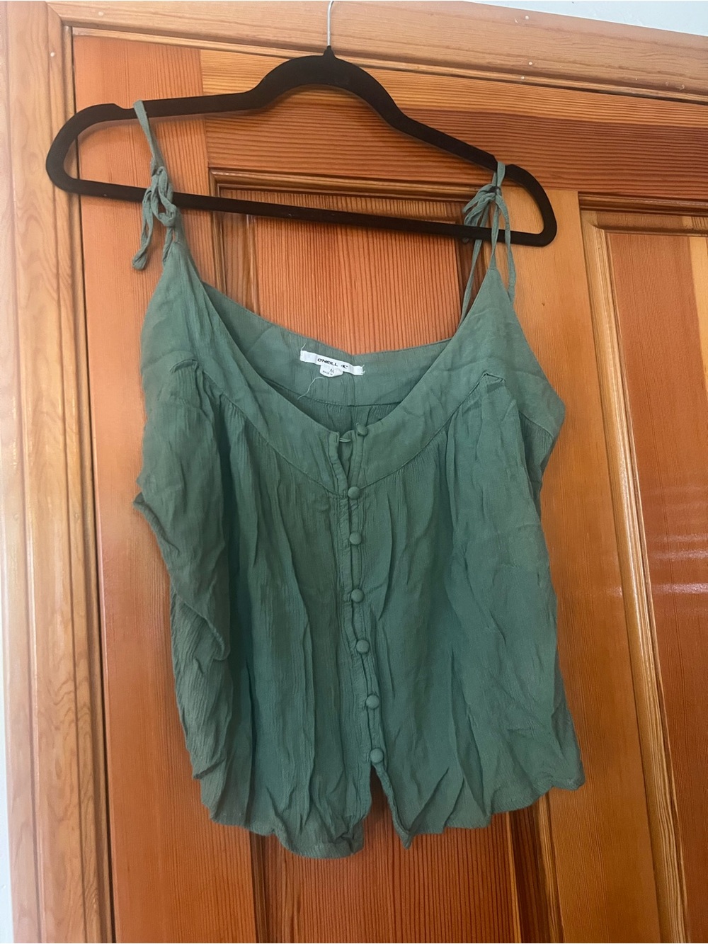 O'Neill Olive Green Tie-Shoulder Button-Front Camisole